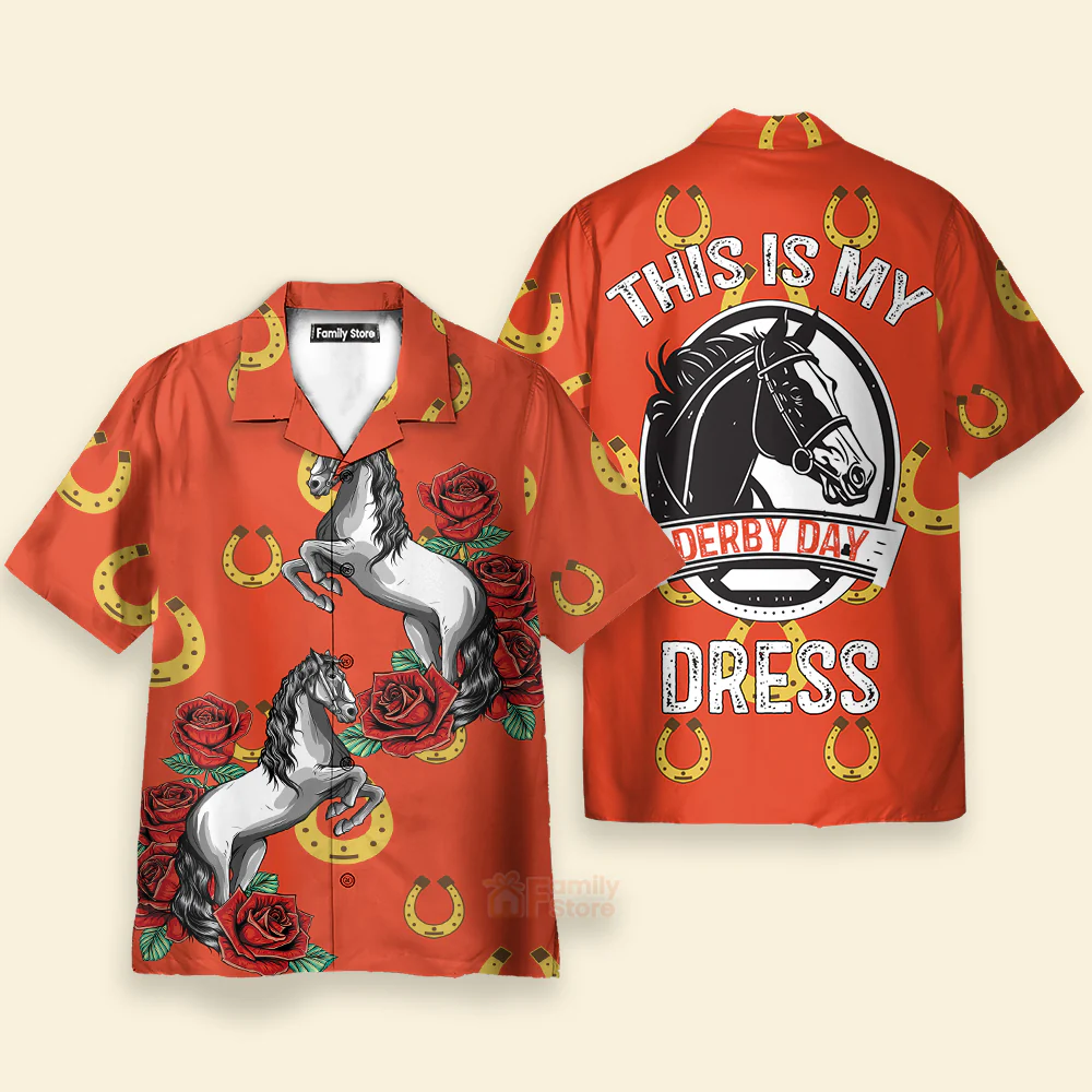 Kentucky My Derby Day Dress Racing Horseshoe Hawaiian Shirts - Image 3