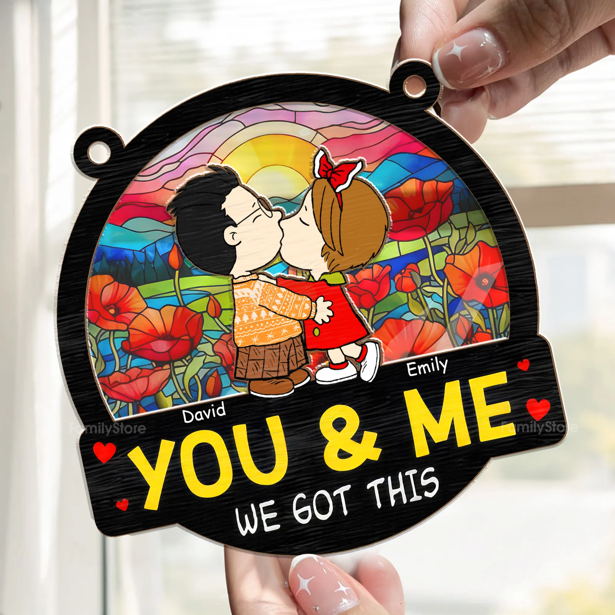 Kissing You In The Sunset - Personalized  Window Hanging Window Hanging Suncatcher Ornament - Gift For Couple, Husband Wife, Anniversary Gift - CL45 NA94 - Image 2
