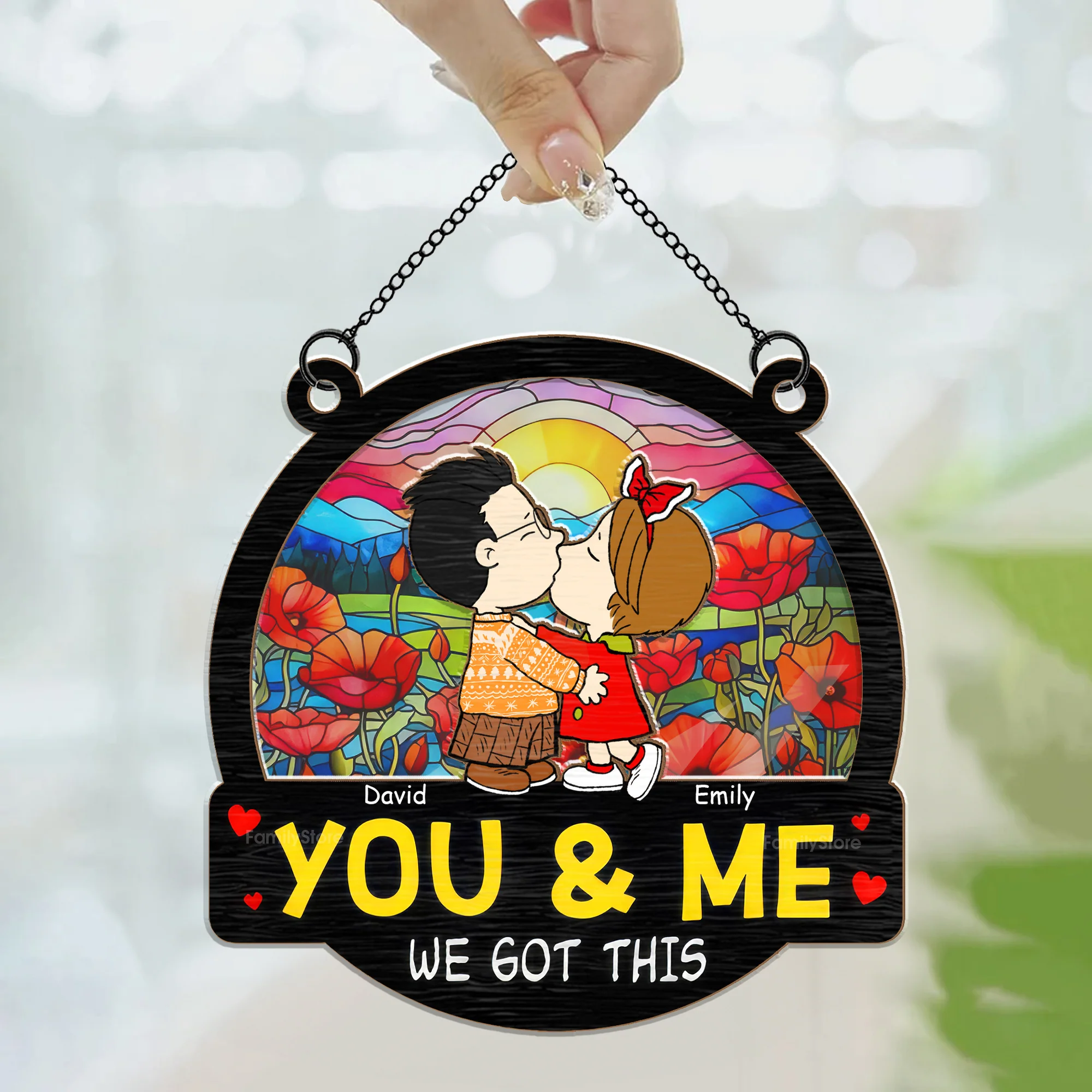 Kissing You In The Sunset - Personalized  Window Hanging Window Hanging Suncatcher Ornament - Gift For Couple, Husband Wife, Anniversary Gift - CL45 NA94 - Image 3