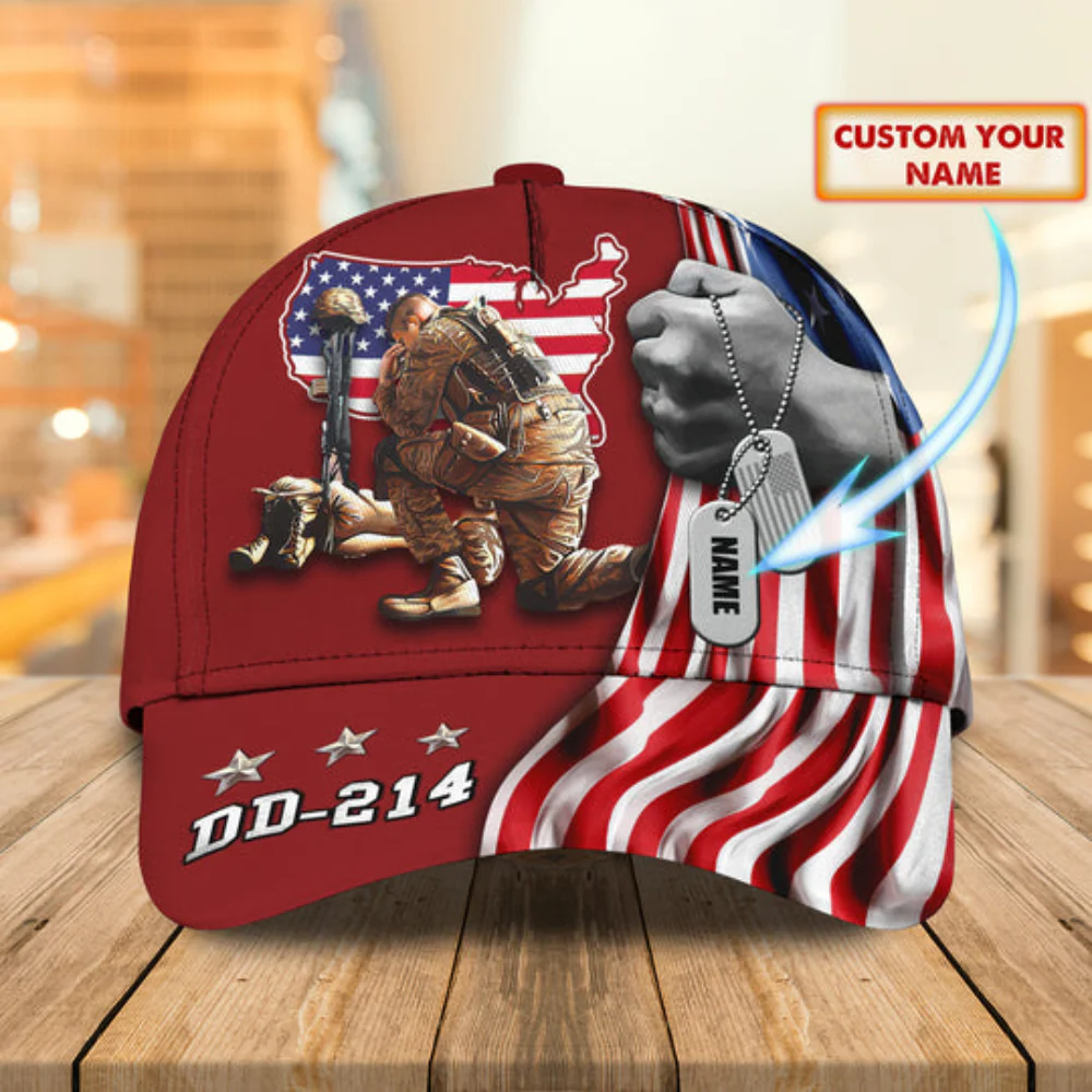 Kneeling Soldier Remembrance - Personalized Classic Cap - Patriotic Gift For Veterans | HN02