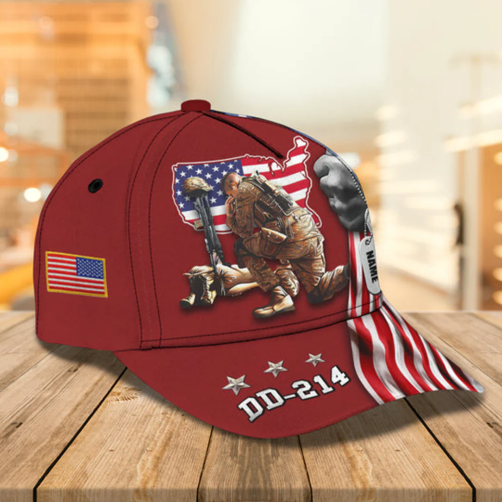 Kneeling Soldier Remembrance - Personalized Classic Cap - Patriotic Gift For Veterans | HN02 - Image 2