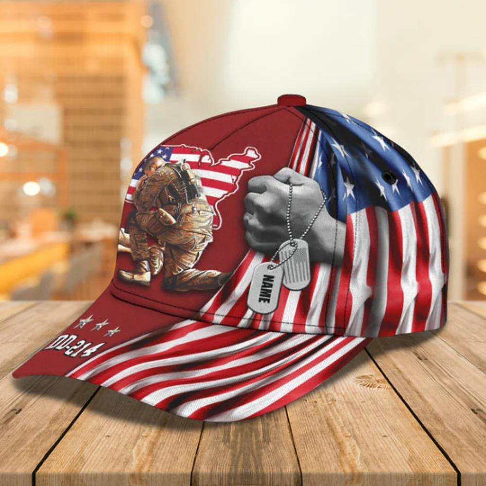 Kneeling Soldier Remembrance - Personalized Classic Cap - Patriotic Gift For Veterans | HN02 - Image 4