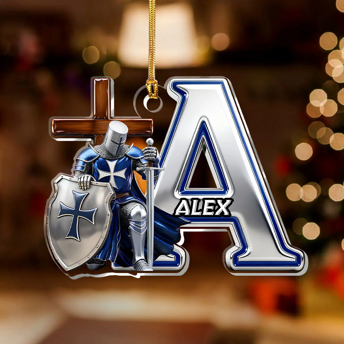 Knight Of God - Personalized 1-Layer Acrylic Ornament - Gift For Him, For Christmas HL128 - Image 2
