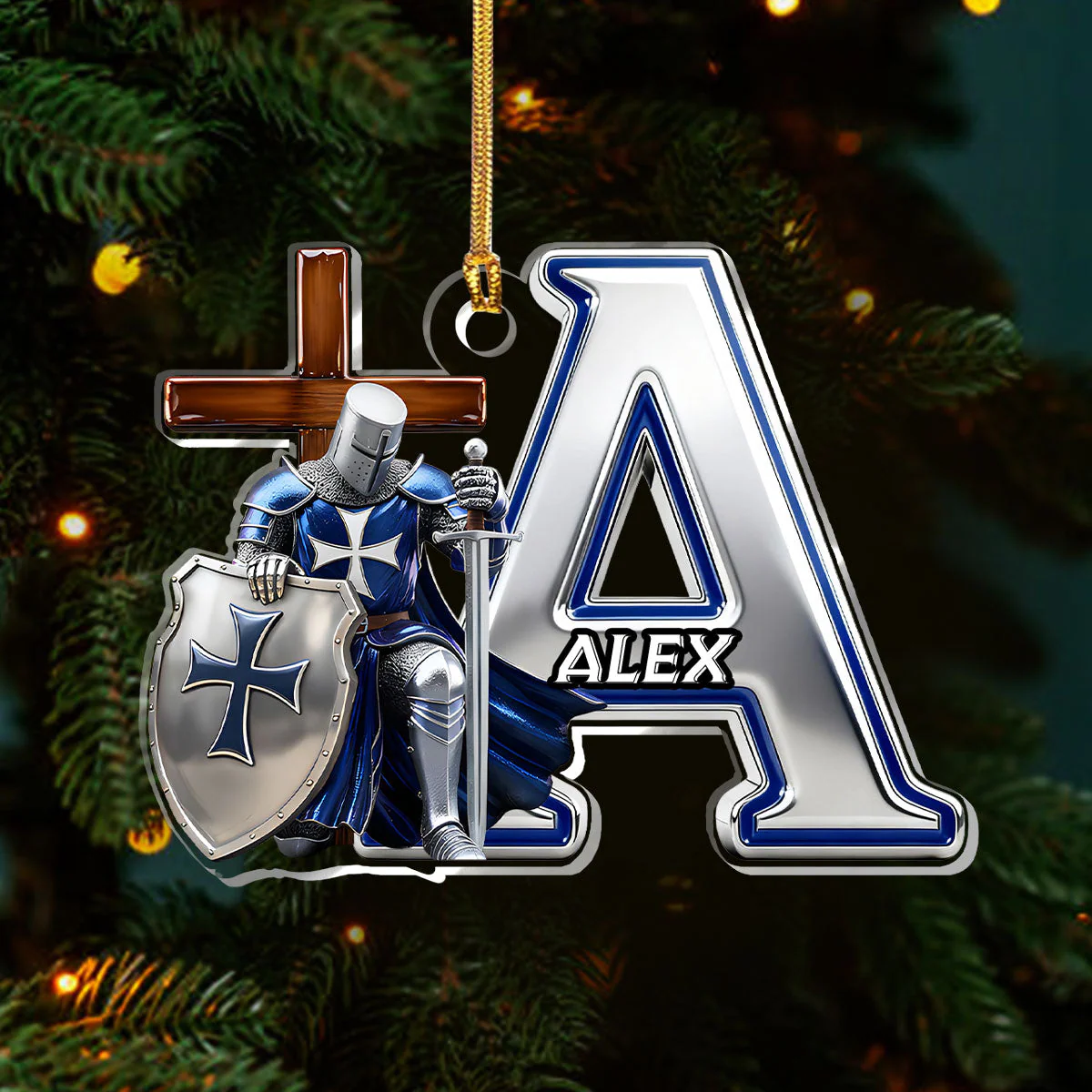 Knight Of God - Personalized 1-Layer Acrylic Ornament - Gift For Him, For Christmas HL128 - Image 3