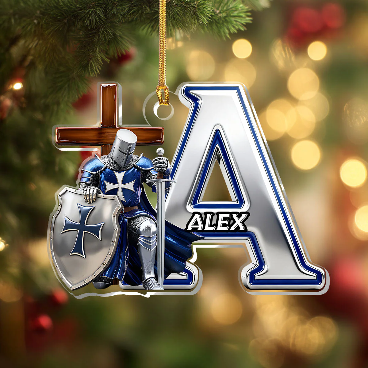 Knight Of God - Personalized 1-Layer Acrylic Ornament - Gift For Him, For Christmas HL128 - Image 4