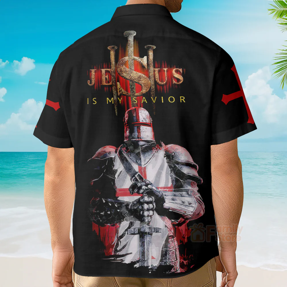 Knights Templar Jesus Aloha Hawaiian Shirts - Image 4
