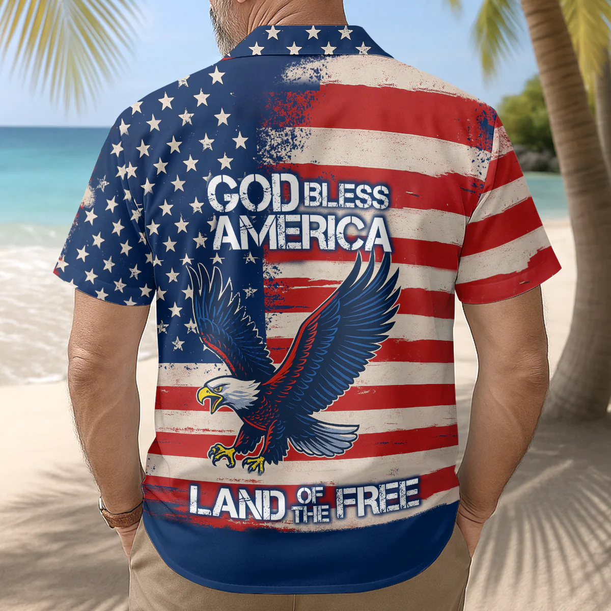 Land Of The Free Flag American - Hawaiian Shirt - Image 2