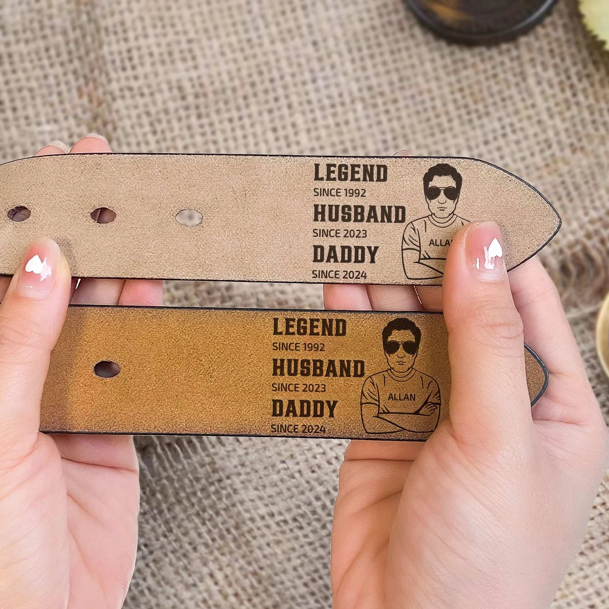 Legend Husband Daddy - Gift For Father's Day - Personalized Engraved Leather Belt - Image 2
