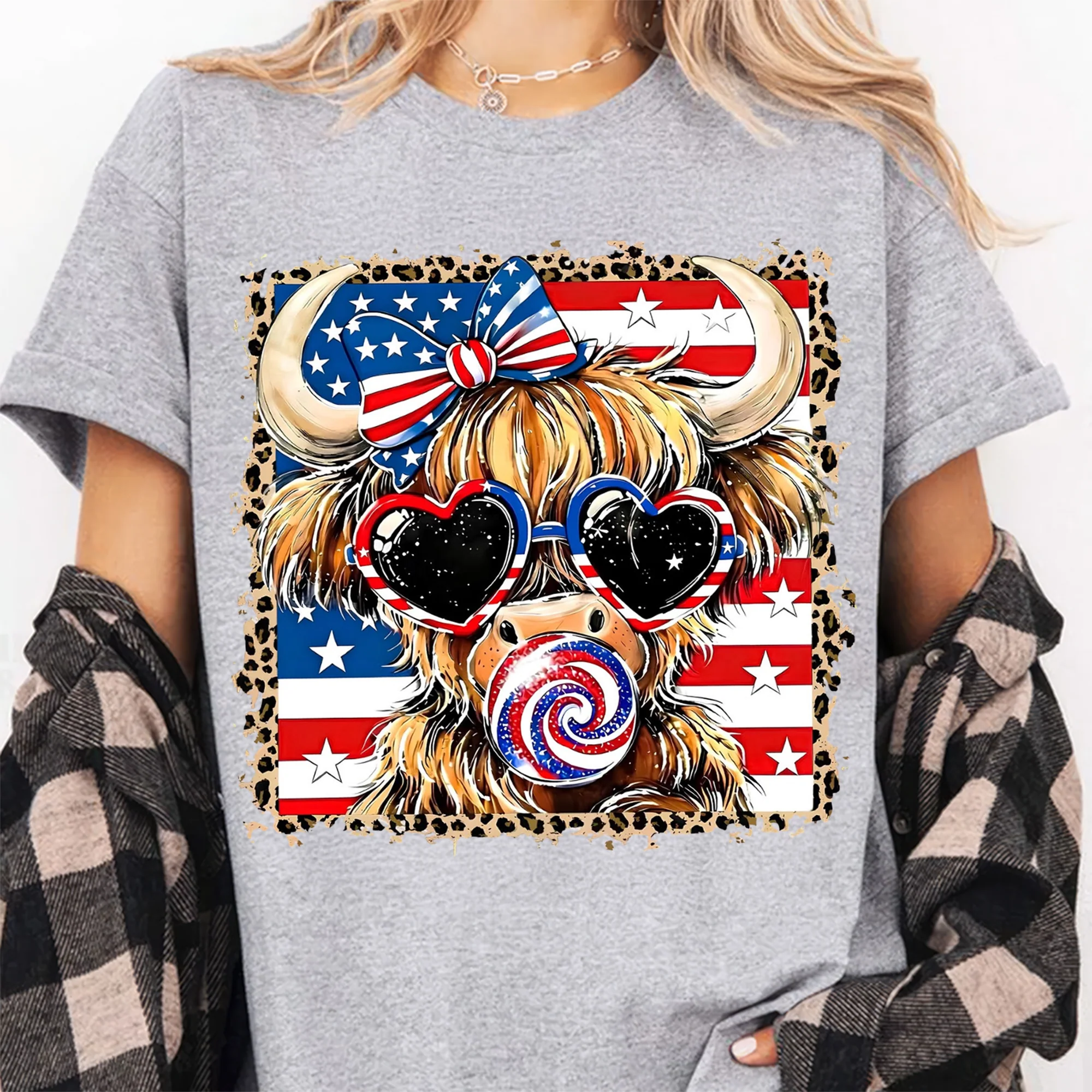 Leopard 250th Anniversary Highland Cow - Personalized Shirt - Gift For Patriotic - Image 3