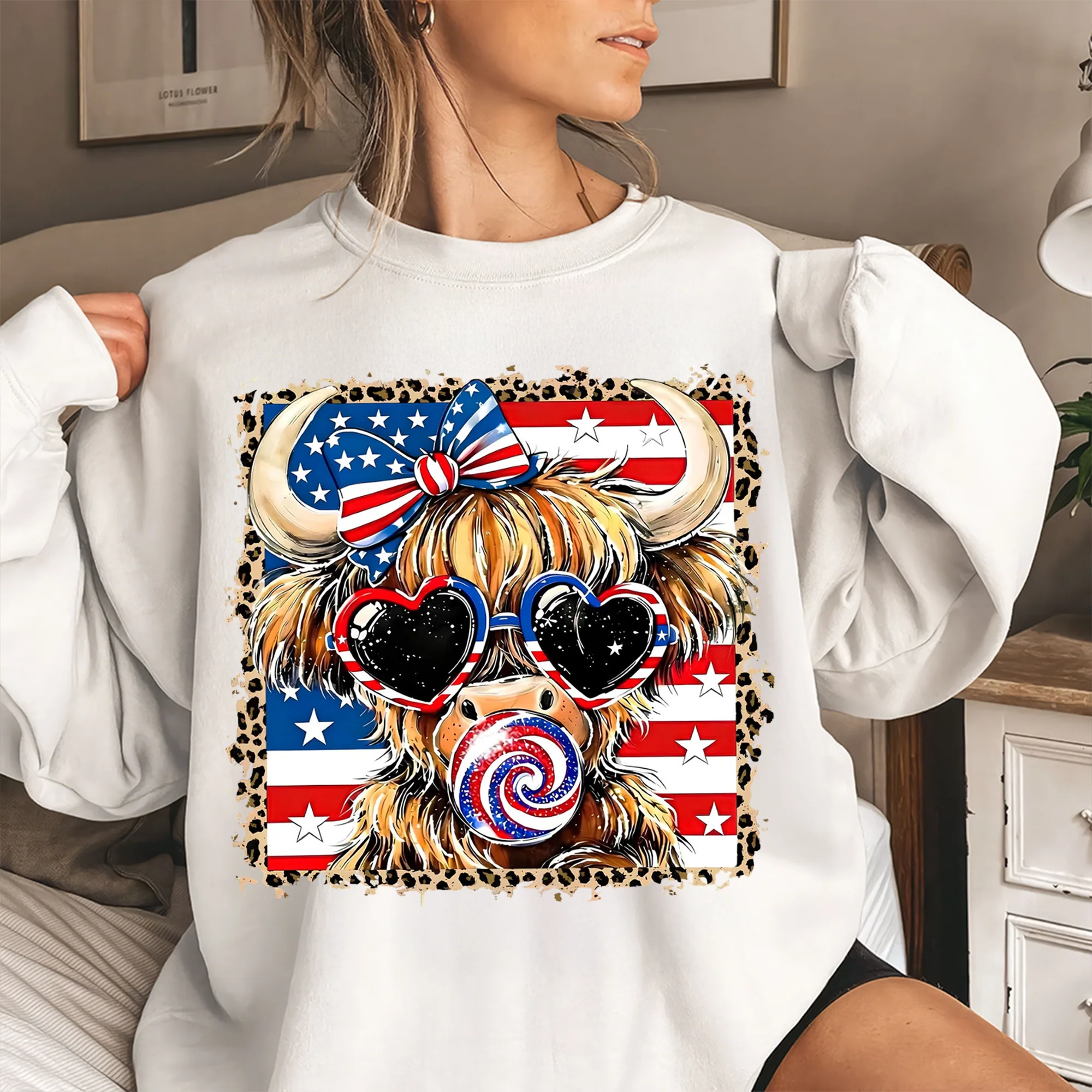 Leopard 250th Anniversary Highland Cow - Personalized Shirt - Gift For Patriotic - Image 4