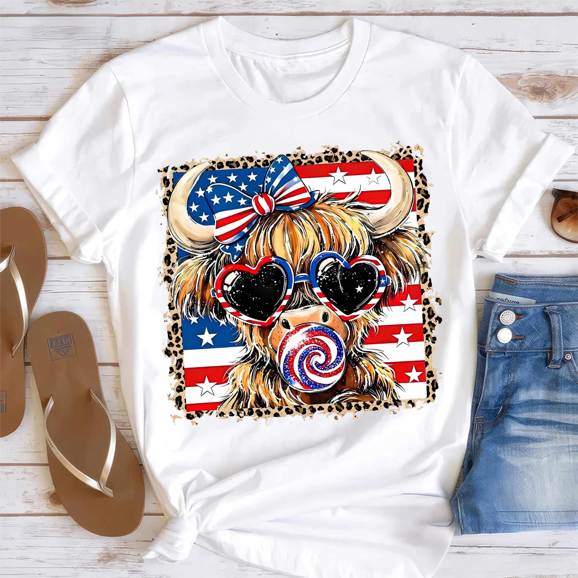 Leopard 250th Anniversary Highland Cow - Personalized Shirt - Gift For Patriotic - Image 5