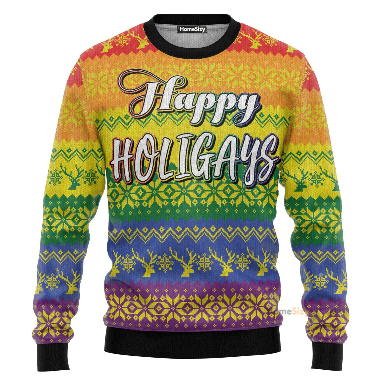 LGBT Gay Pride Happy Holigays - Funny Ugly Christmas Sweater