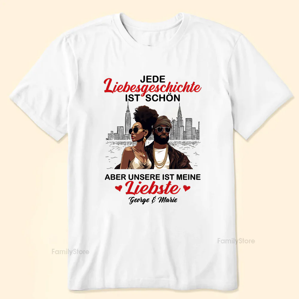 Liebesgeschichte Ist Schön Love Story Is Beautiful Black African - Personalized Shirt - Gift For Couple, Husband Wife - GR5 NH96 - Image 3