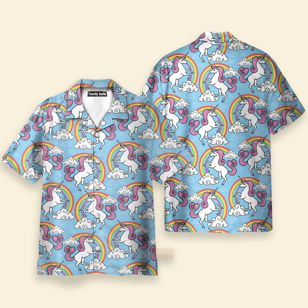 Life Is Better With Pink Unicorn Rainbow SkyBlue Hawaiian Shirt - Image 2