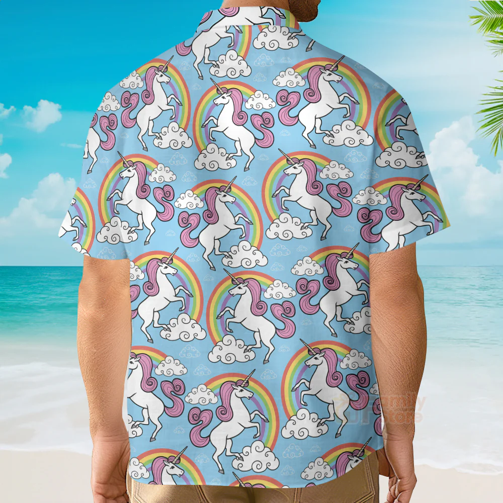 Life Is Better With Pink Unicorn Rainbow SkyBlue Hawaiian Shirt - Image 4