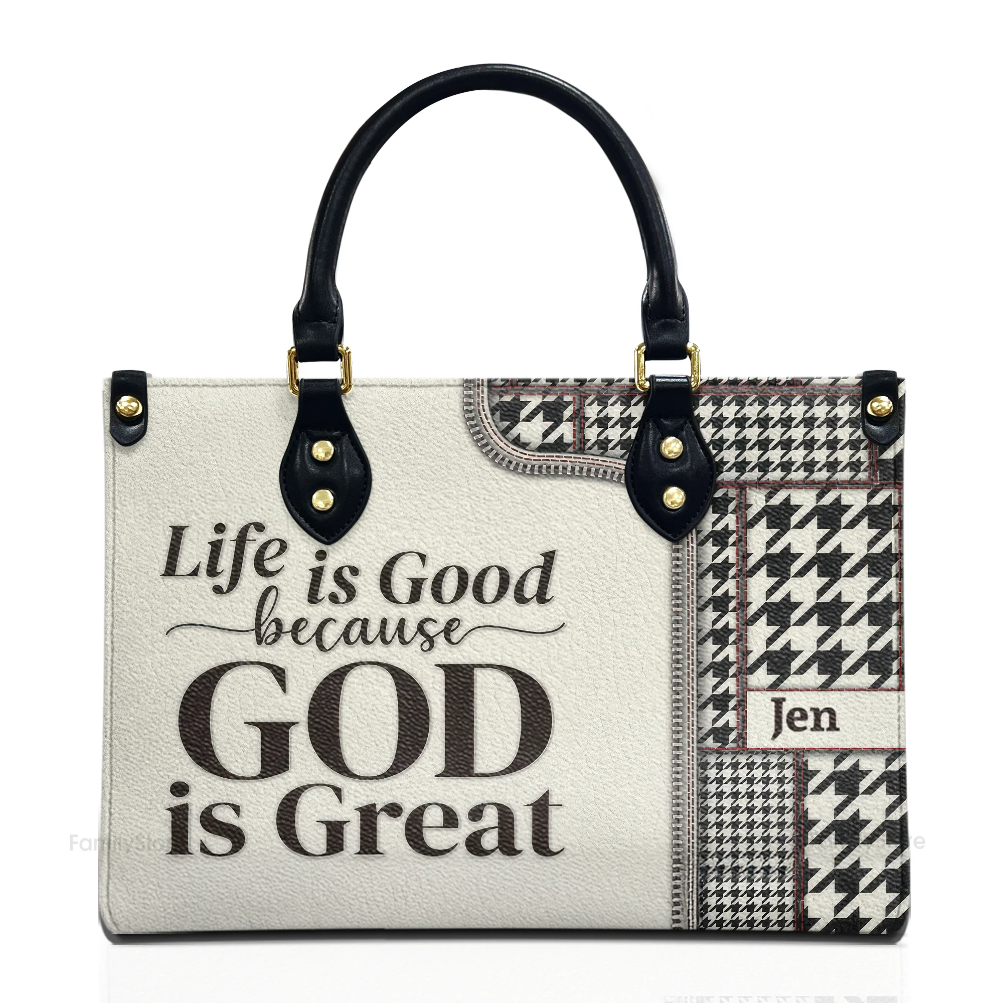 Life Is Good Because God Is Great - Unique Personalized Leather Handbag - AT4081325