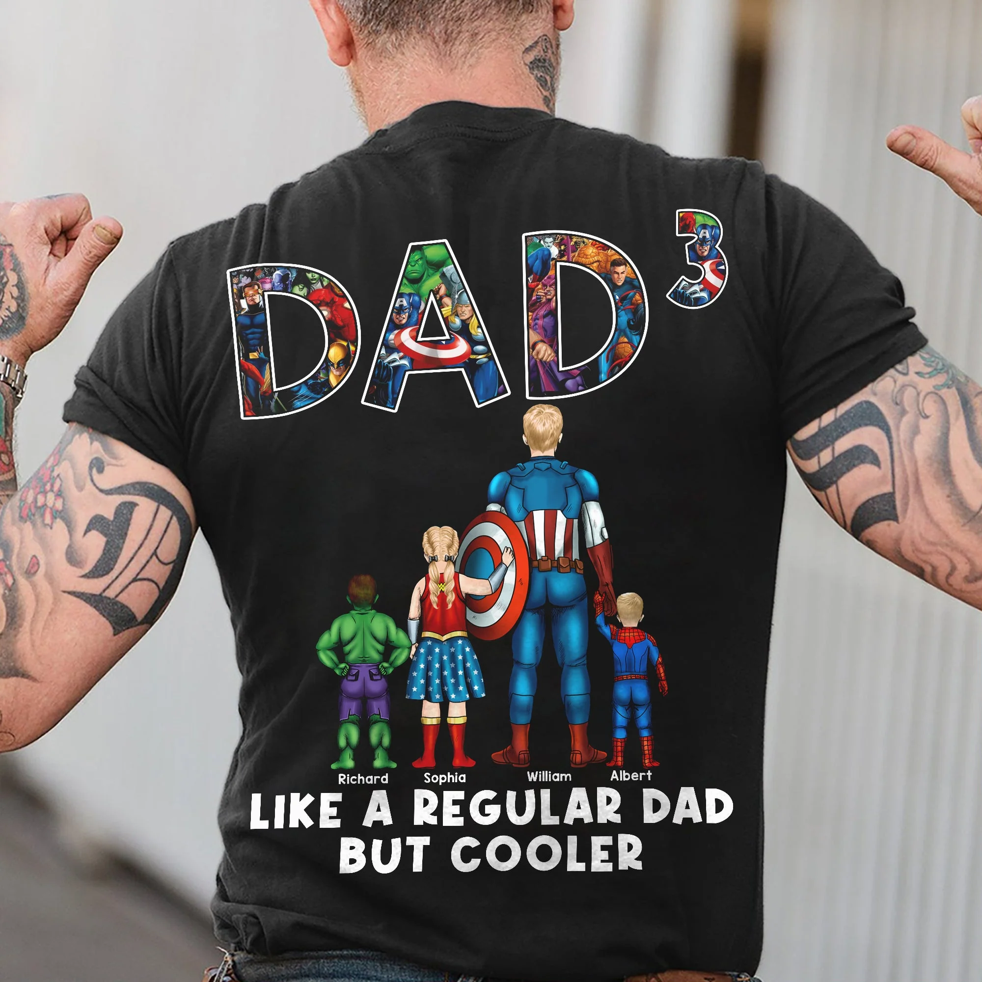 Like a Regular Dad But Cooler Superhero - Personalized Tshirt - Funny Gift for Dad, Father's Day | CL02 - Image 5