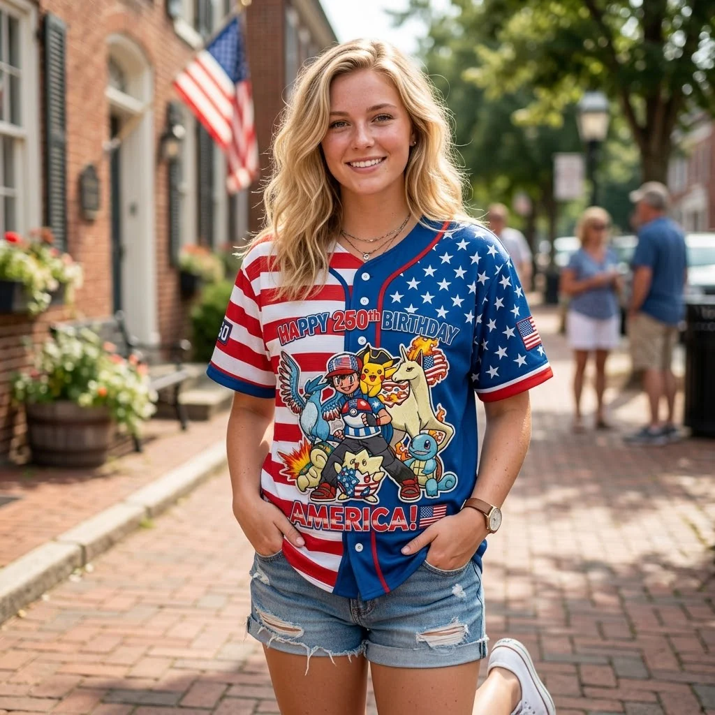 Limited Edition PoMo Celebrate 250th America x 30th Catching Them All - Personalized Baseball Jersey - Gift For Movie Fans NL122 - Image 5
