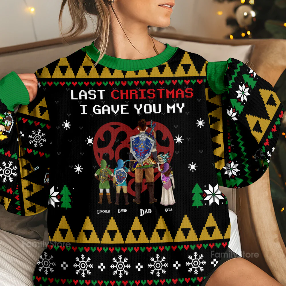 Link To My Heart Legend of Zelda - Personalized Ugly Sweatshirt - Gift for Dad - Image 4