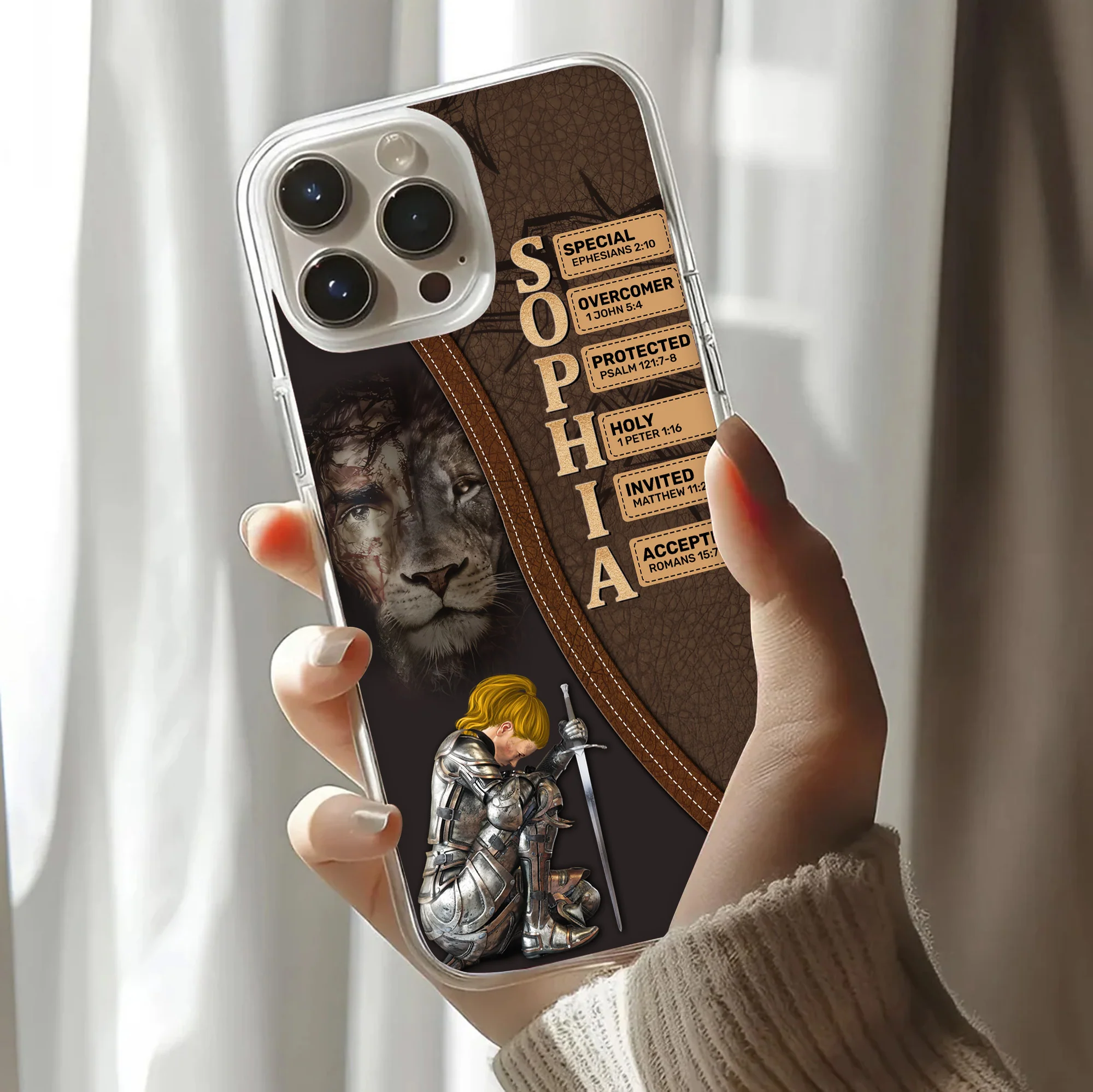 Lion And Armor of God - Personalized Phone Case | CLGOD03 TD118 - Image 3