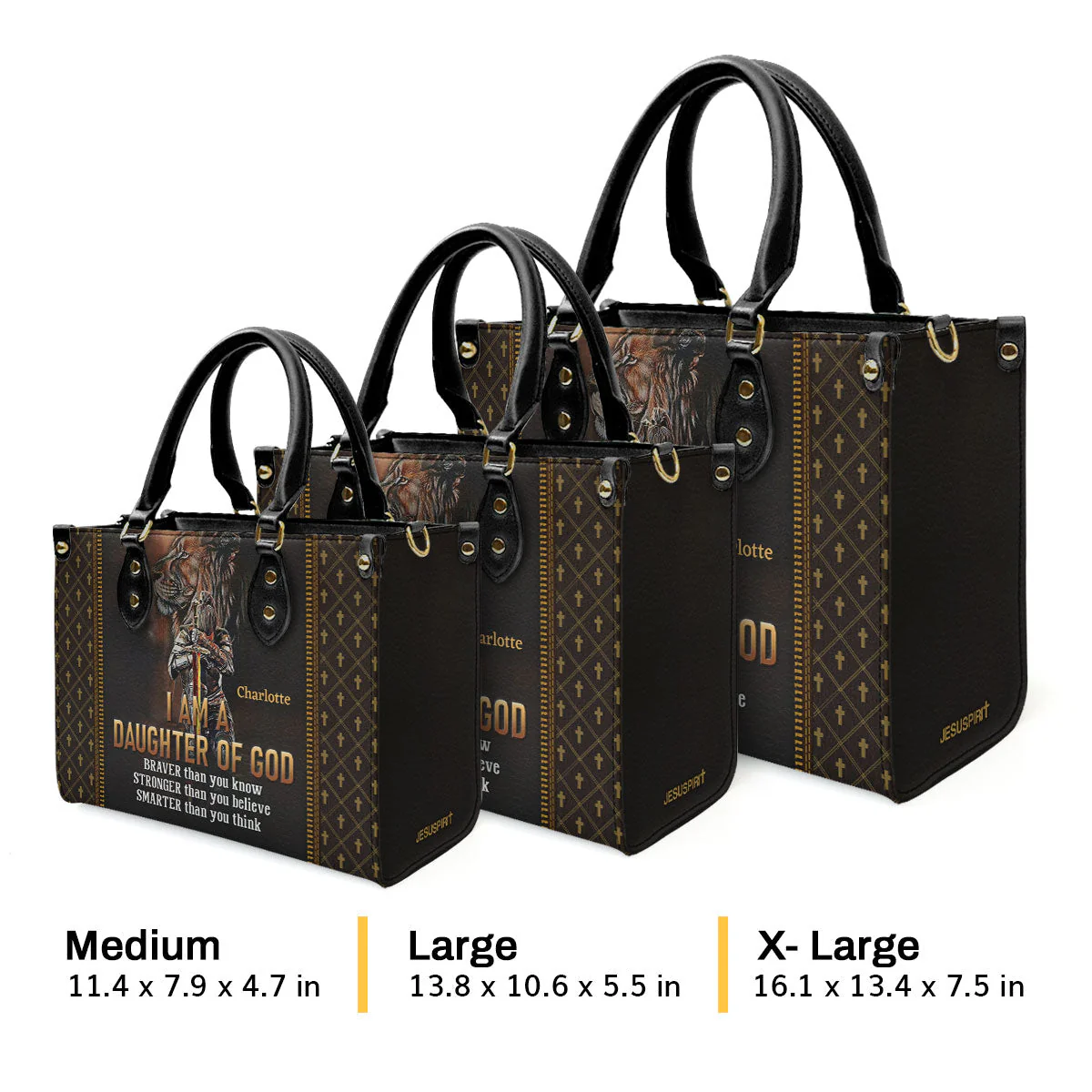 Lion - I Am A Daughter Of God - Personalized Leather Handbag With Handle - AT4081326 - Image 8