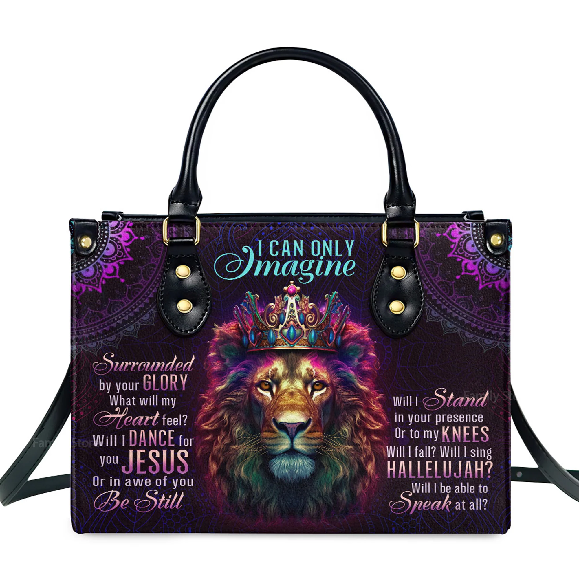 Lion I Can Only Imagine - Awesome Personalized Leather Handbag - AT4081227 - Image 2