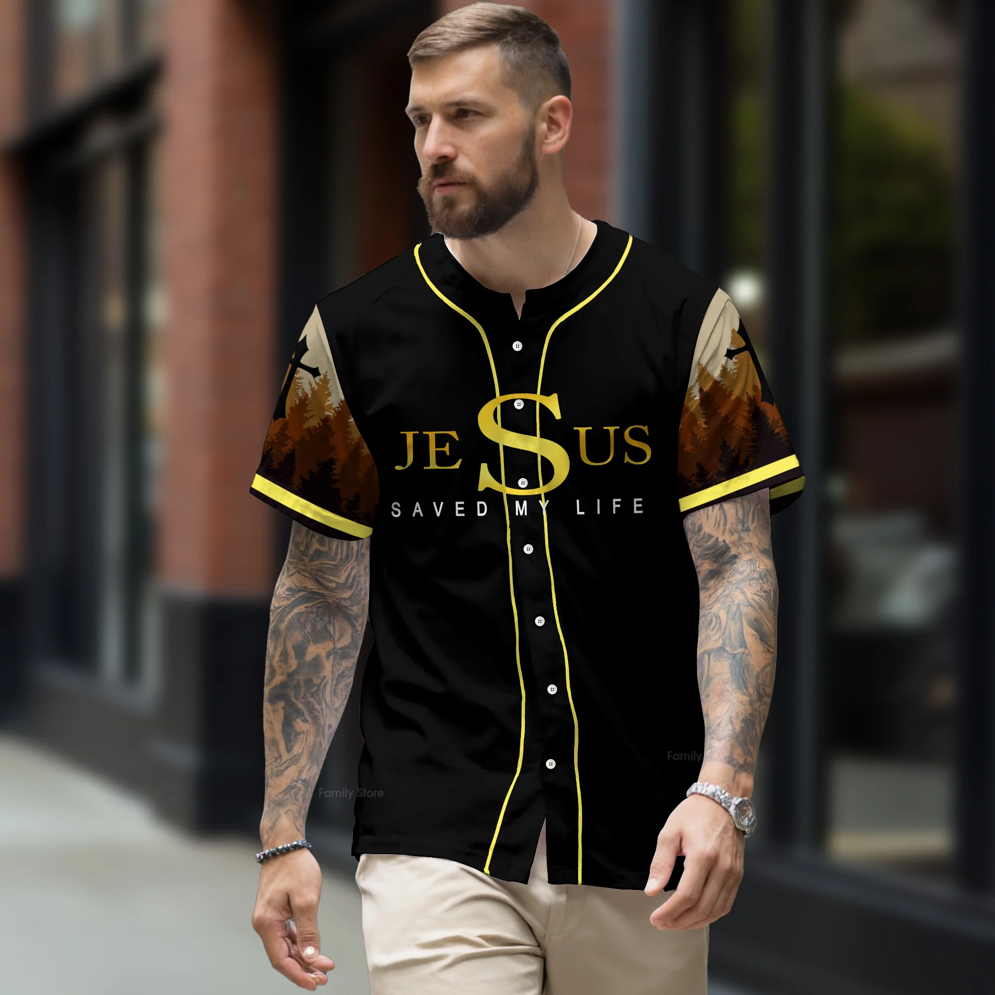 Lion Jesus saves my life Jesus is my everything Baseball Tee Jersey Shirt Printed 3D - Image 2