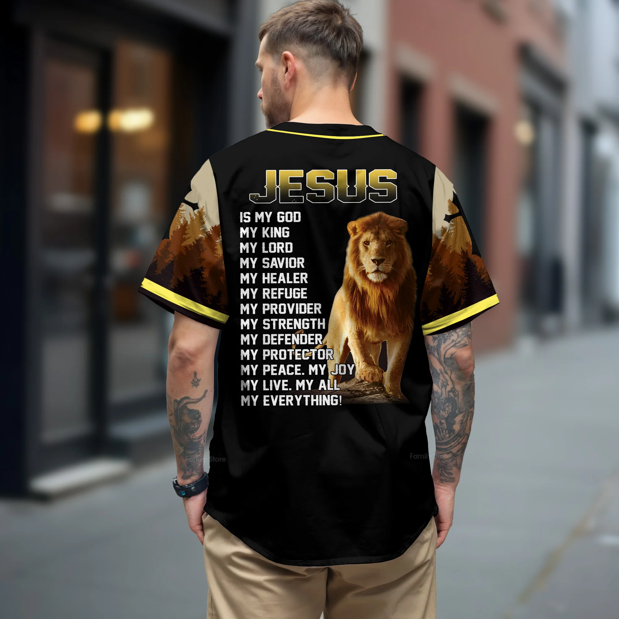 Lion Jesus saves my life Jesus is my everything Baseball Tee Jersey Shirt Printed 3D - Image 3