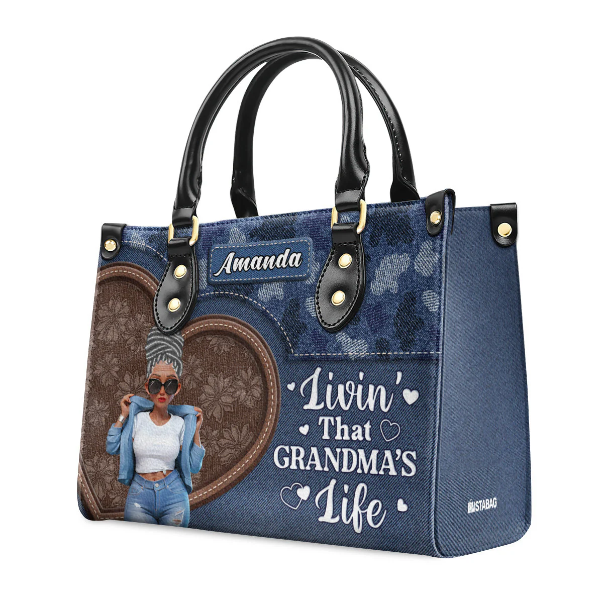 Livin' That Grandma's Life - Personalized Leather Bag - Gift For Mom, Grandma - Image 5