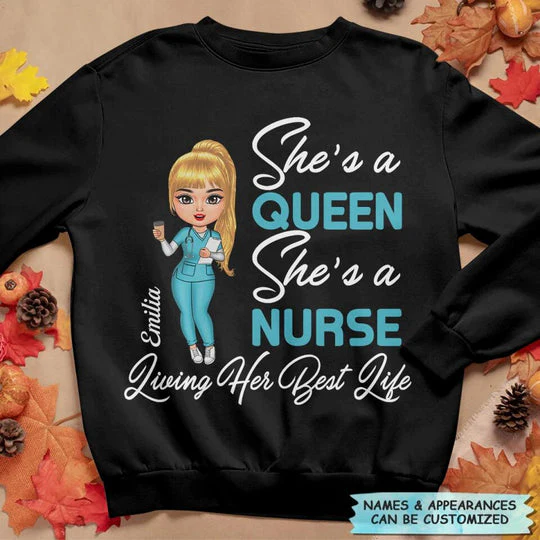 Living Her Best Life - Personalized T-Shirt - Gift For Nurse | NR4 HH01 - Image 6