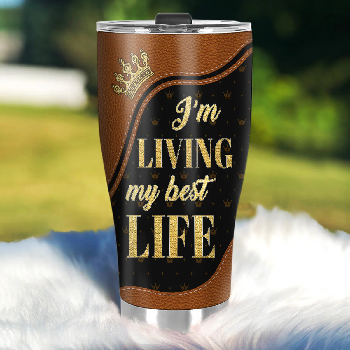 Living My Best Life Black Queen – Personalized Stainless Steel Tumbler - Gift For Birthday Girl, Her HD95 - Image 2