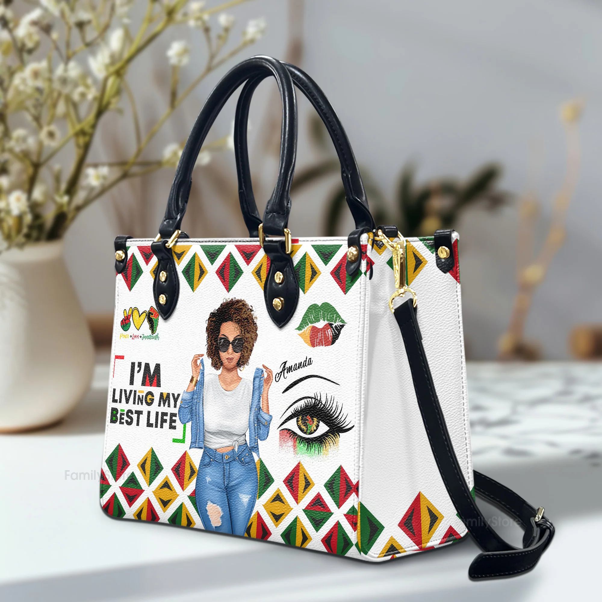 Living My Best Life - Personalized Leather Bag - Juneteenth, Birthday Gift For Black Woman, Mother, Friend, Sister | GR3 - Image 2