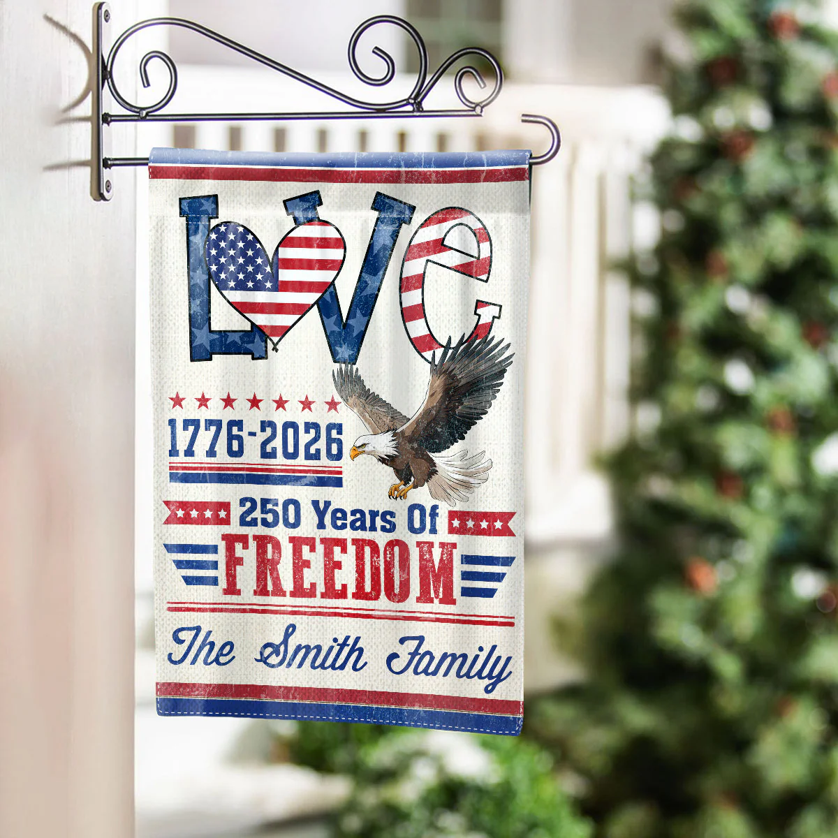 Love 250 Years of Freedom - Personalized Flag - Patriotic Gift For Family, Veteran | HN02 - Image 2