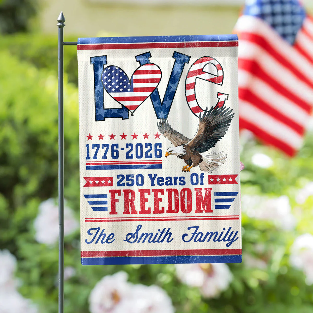 Love 250 Years of Freedom - Personalized Flag - Patriotic Gift For Family, Veteran | HN02 - Image 3