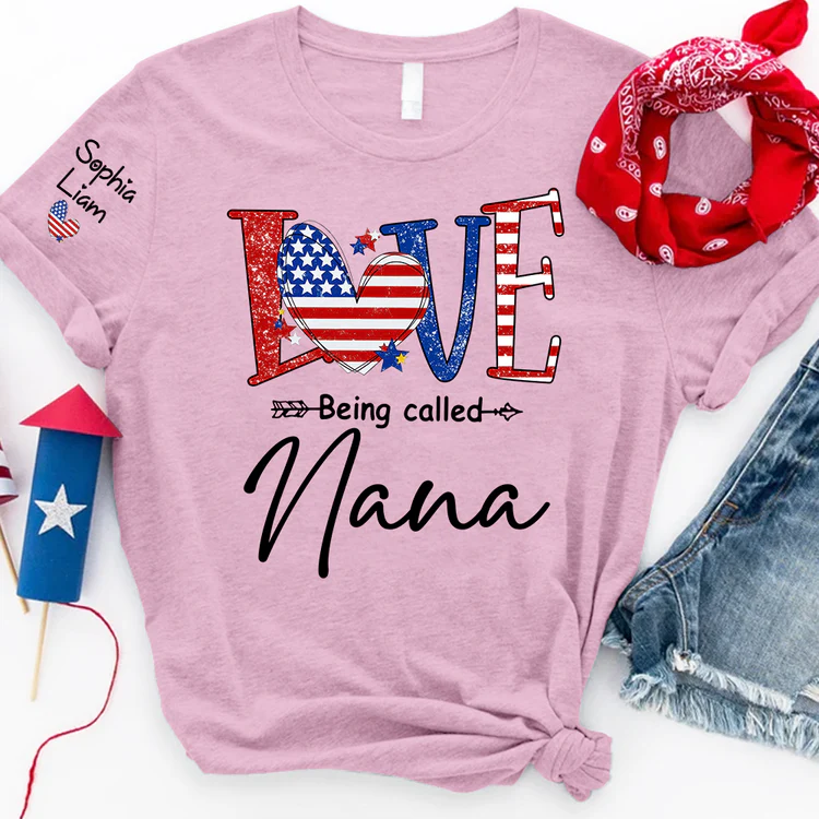 Love Being Called Nana With Flag Heart - Personalized Shirt - Patriotic Gift For Mom, Grandma - Image 6