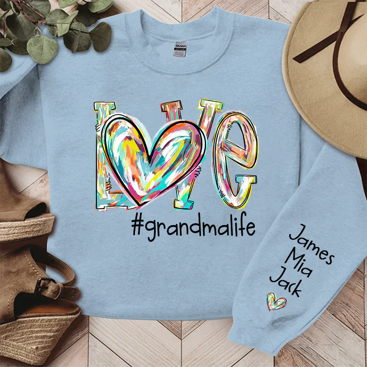 Love Grandma Life - Personalized Sweatshirt With Design On Sleeve - Gift For Grandma, Mom, Wife - NH96 - Image 5