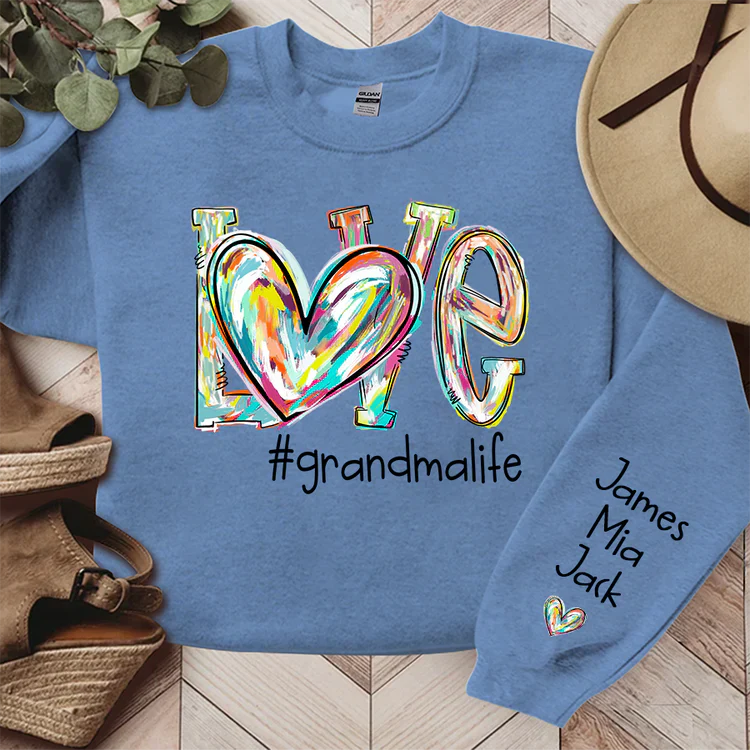 Love Grandma Life - Personalized Sweatshirt With Design On Sleeve - Gift For Grandma, Mom, Wife - NH96 - Image 7