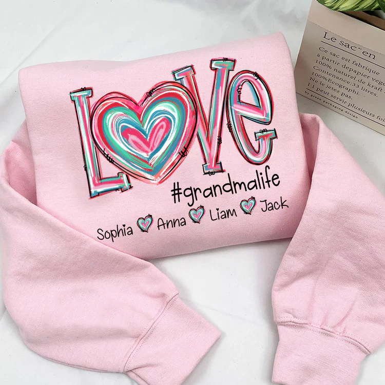 Love Grandma Life - Personalized Sweatshirt With Design On Sleeve - Meaningful Valentine Gifts For Grandma, Mom, Girlfriend, Wife - NH96 - Image 11