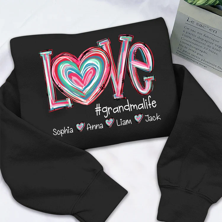 Love Grandma Life - Personalized Sweatshirt With Design On Sleeve - Meaningful Valentine Gifts For Grandma, Mom, Girlfriend, Wife - NH96 - Image 14