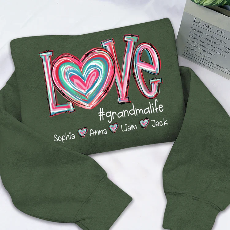 Love Grandma Life - Personalized Sweatshirt With Design On Sleeve - Meaningful Valentine Gifts For Grandma, Mom, Girlfriend, Wife - NH96 - Image 17