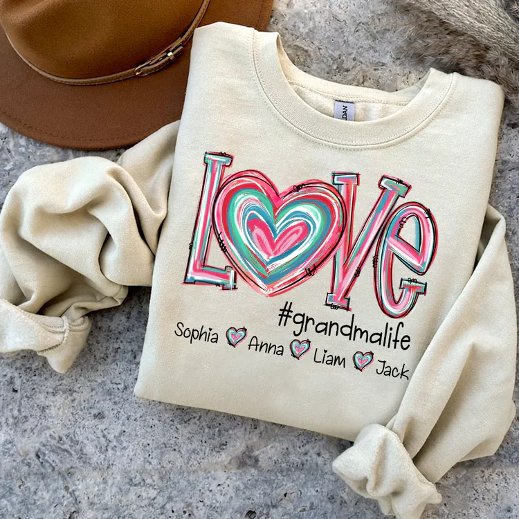 Love Grandma Life - Personalized Sweatshirt With Design On Sleeve - Meaningful Valentine Gifts For Grandma, Mom, Girlfriend, Wife - NH96 - Image 18