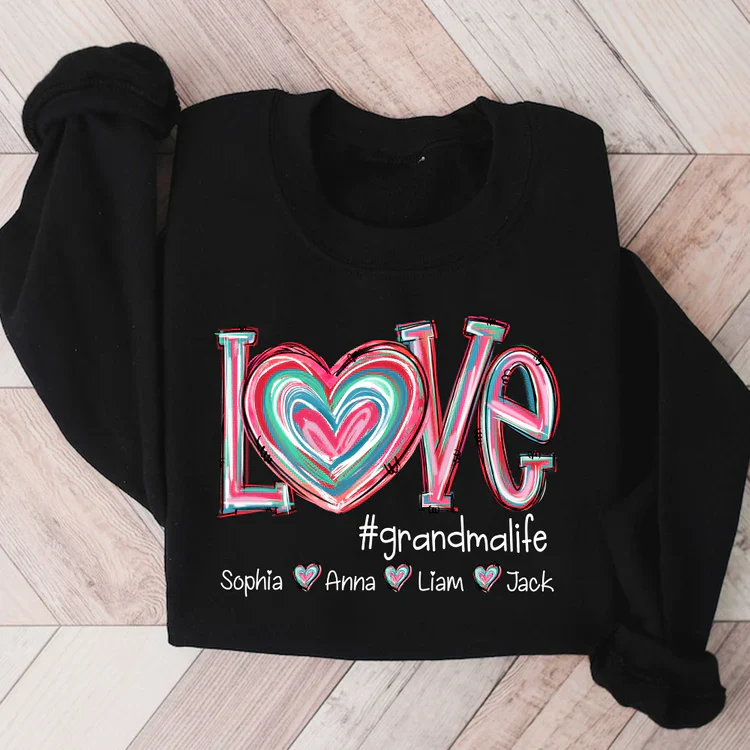 Love Grandma Life - Personalized Sweatshirt With Design On Sleeve - Meaningful Valentine Gifts For Grandma, Mom, Girlfriend, Wife - NH96 - Image 3