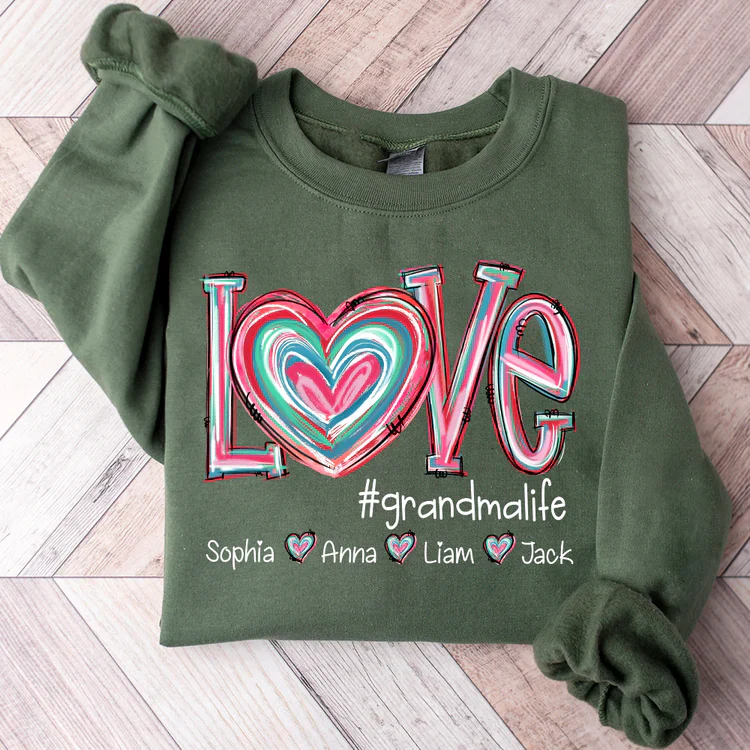 Love Grandma Life - Personalized Sweatshirt With Design On Sleeve - Meaningful Valentine Gifts For Grandma, Mom, Girlfriend, Wife - NH96 - Image 5