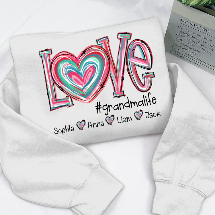 Love Grandma Life - Personalized Sweatshirt With Design On Sleeve - Meaningful Valentine Gifts For Grandma, Mom, Girlfriend, Wife - NH96 - Image 9