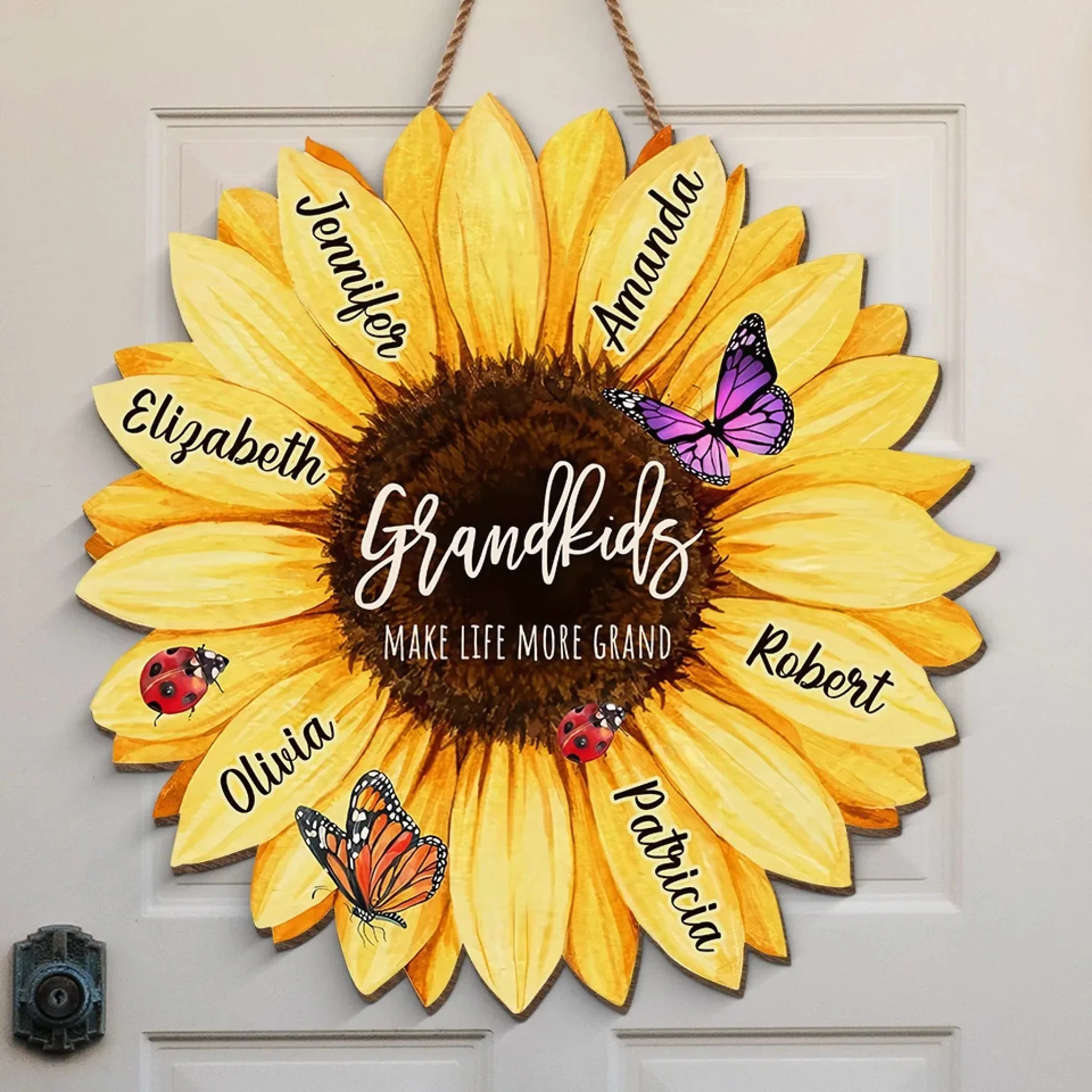 Love Grows Grander With My Kids - Personalized Custom Shaped Wood Sign - Gift For Mom, Grandma, Mothers Day NA94