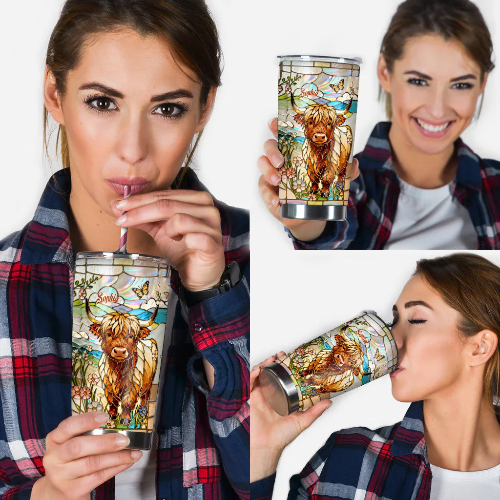 Love Highland Cows - Personalized Tumbler - Gift For Farmers - Image 3