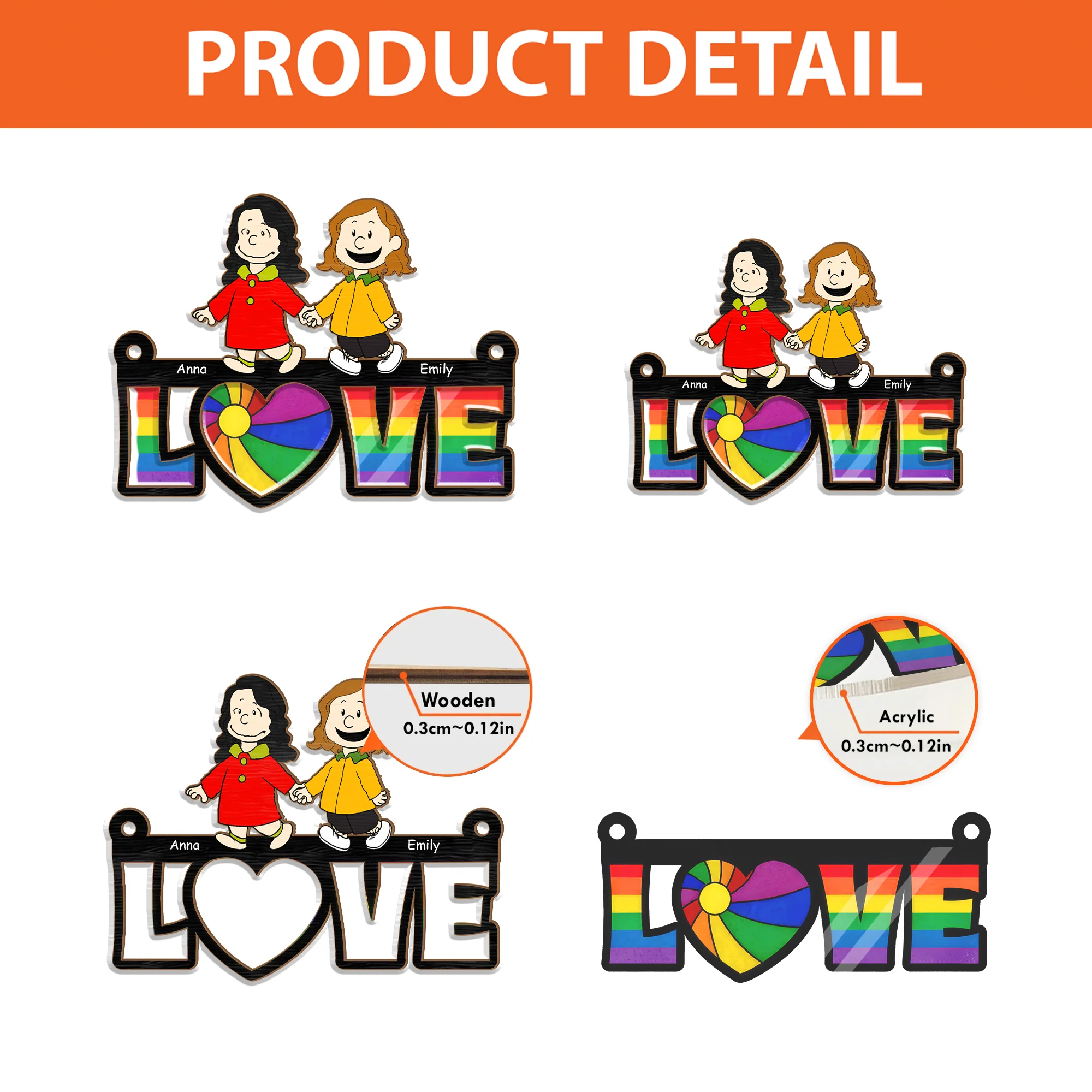 Love Is Love Peanut - Personalized  Window Hanging Window Hanging Suncatcher Ornament - Gift For Couple, Husband Wife - CL48 NH96 - Image 4