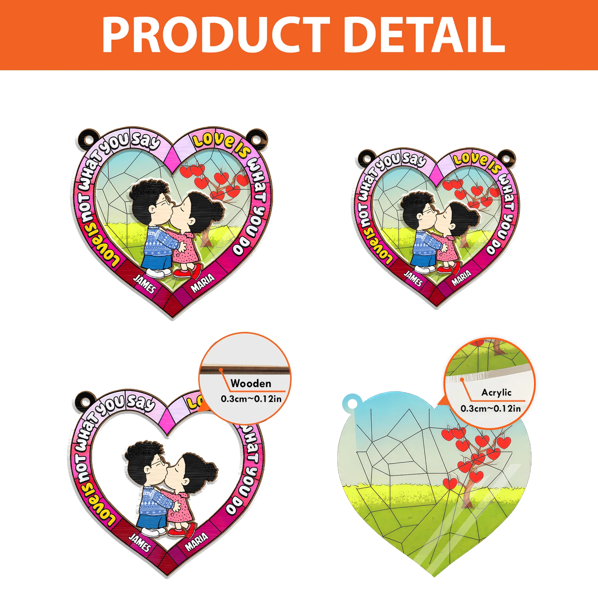 Love Is Not What You Say Love Is What You Do Peanut - Personalized  Window Hanging Window Hanging Suncatcher Ornament - Gift For Couple, Husband Wife - CL45 NH96 - Image 4