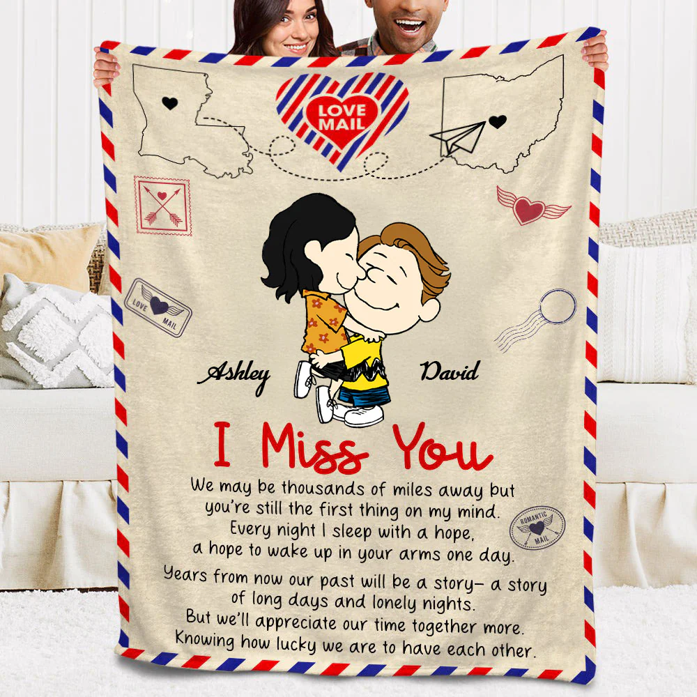 Love Mail, I Miss You Peanut - Personalized Blanket - Gift For Couple, Husband Wife | GR8 NH96 - Image 4