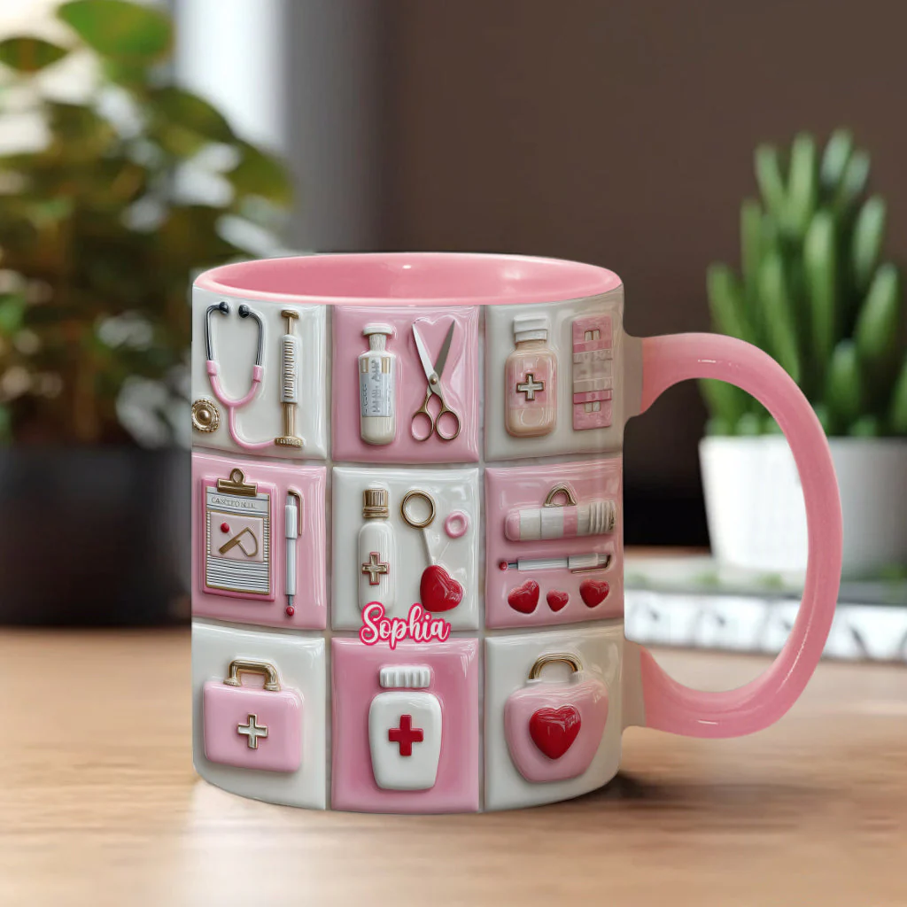 Love Nurse Life - Personalized Accent Mug - Gift For Nurse HN02 - Image 2